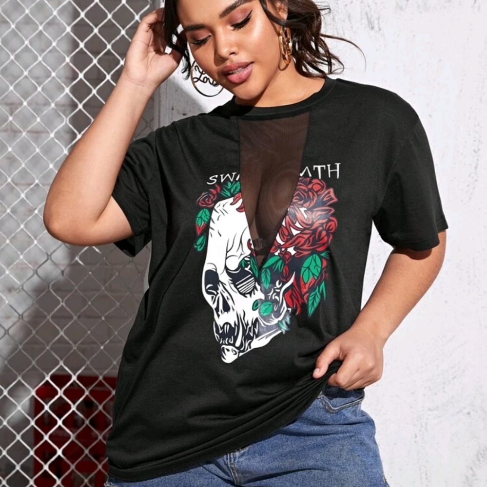 Skull Mesh insert tee shirt